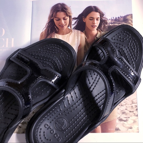 Crocs black patent slides - Picture 2 of 4